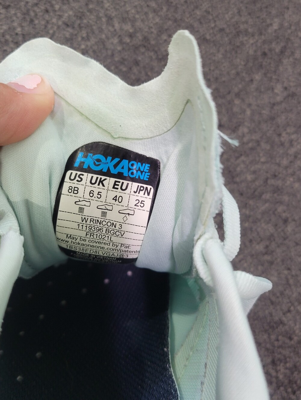 Hoka One One Rincon 3 Womens 8B Running Shoes Blue Glass Chalk Violet - Picture 7 of 8